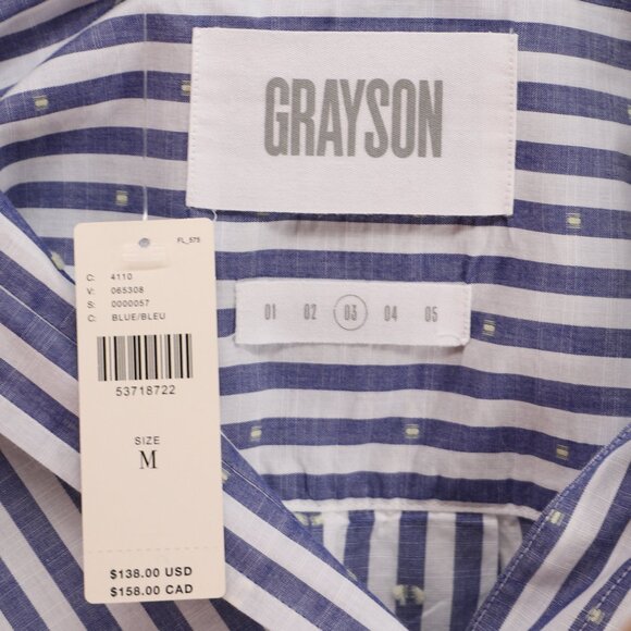 NWT GRAYSON for ANTHROPOLOGIE The Hero Buttondown Shirt Blue Stripe Size M 03 - Picture 8 of 10